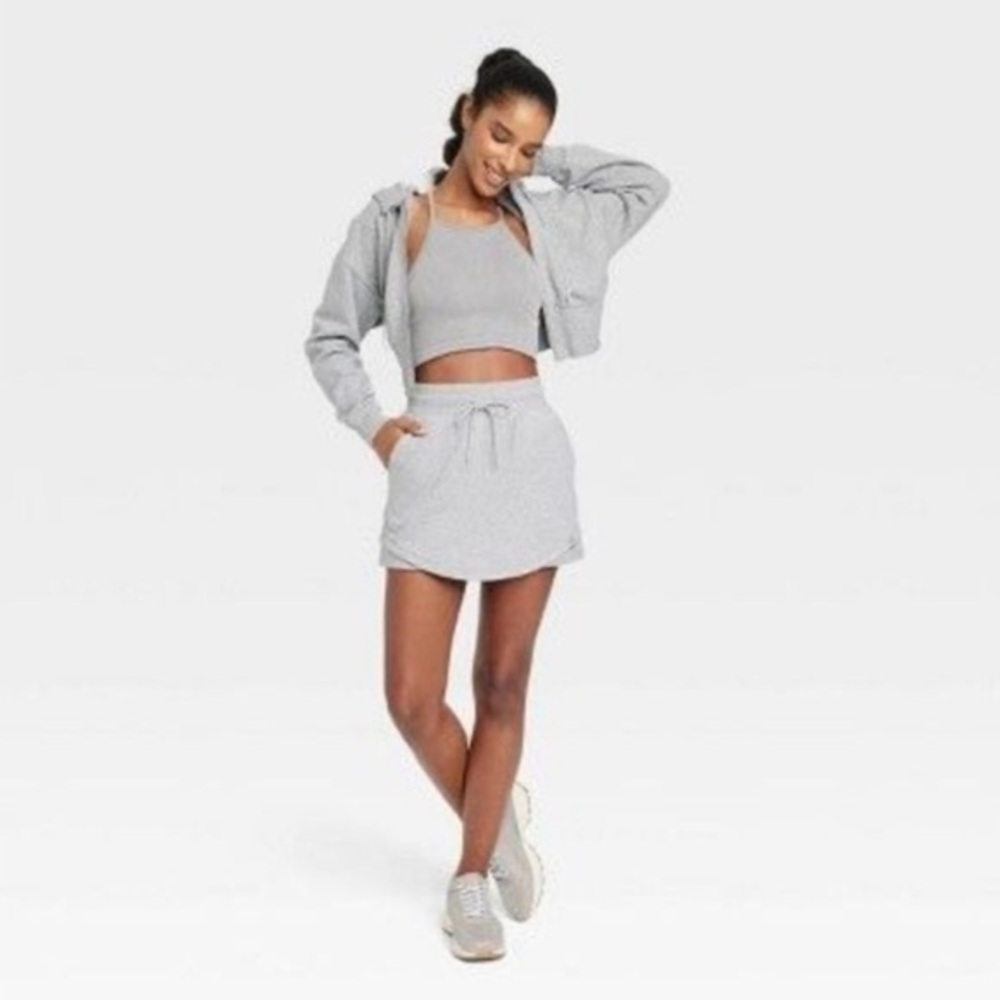 JoyLab Women’s Large French Terry Active Skort Gray Skirt Shorts L Cotton